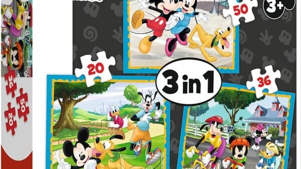 Trefl - Puzzle - Mickey Mouse avec des Amis Disney Mickey Mouse et Ses Amis de 20 à 50 Pièces, 3 Sets pour Les Enfants à partir de 3 Ans