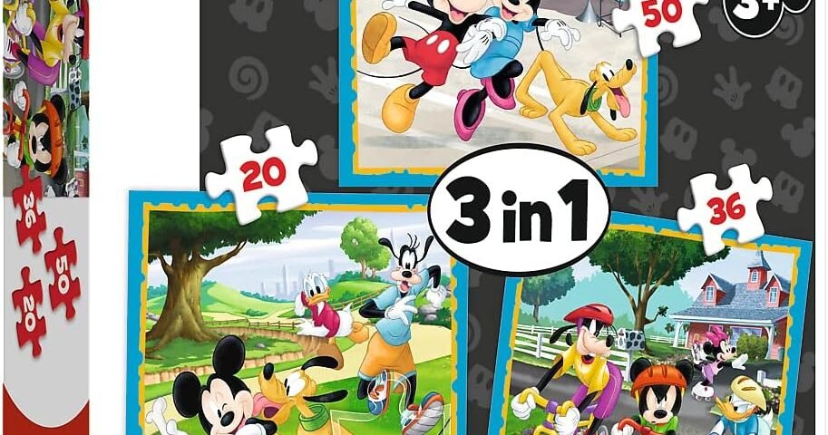 Trefl - Puzzle - Mickey Mouse avec des Amis Disney Mickey Mouse et Ses Amis de 20 à 50 Pièces, 3 Sets pour Les Enfants à partir de 3 Ans