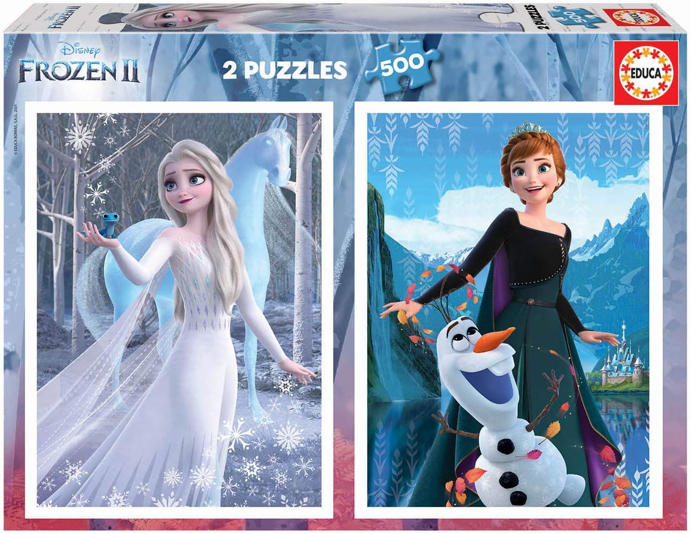 Educa - 2 Puzzles de 500 pièces pour Enfants et Adultes | Disney La Reine des Neiges. À partir de 11 Ans (19016)