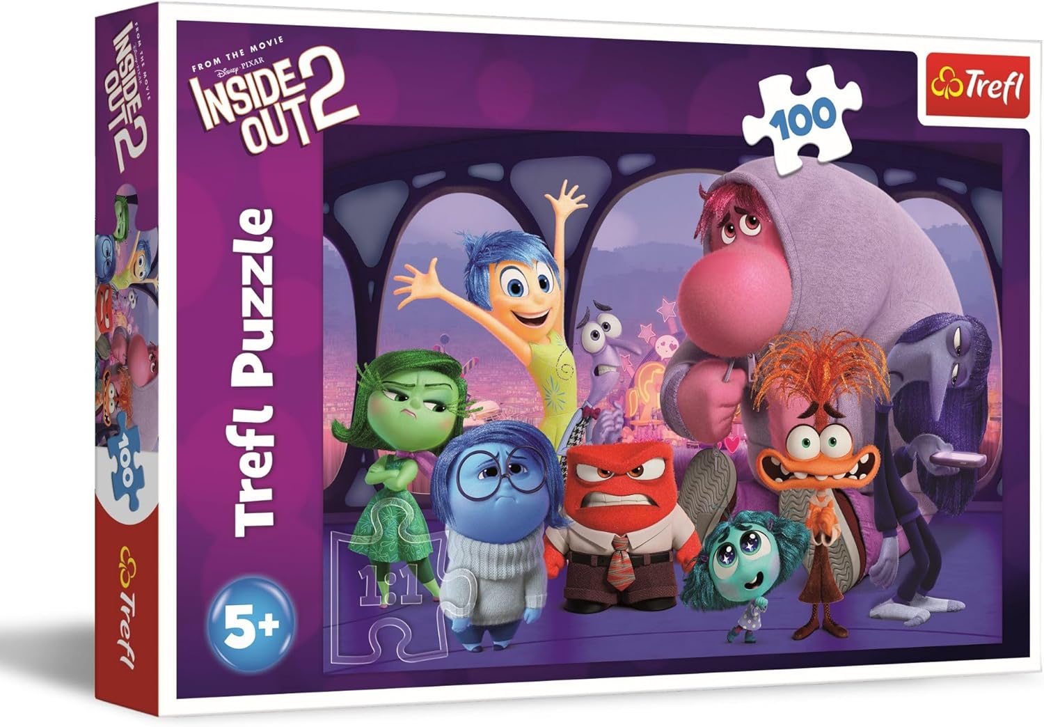 Trefl - Inside Out 2, Vice-Versa - Puzzles 100 Pièces - Puzzle Coloré avec des Personnages de Film Animé, Divertissement Créatif, Loisir pour Les Enfants à partir de 5 Ans