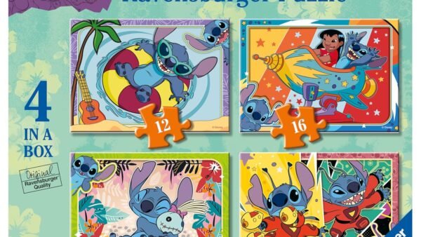 Ravensburger - Puzzle Disney Stitch 4 en 1 pour Enfants de 3 Ans et Plus, Jeu éducatif et Stimulant, 4 Puzzles de 12, 16, 20, 24 pièces