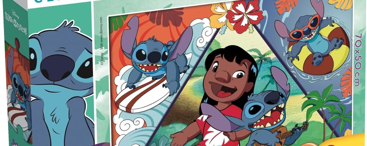 Lisciani - DISNEY LILO & STITCH Puzzle MaxiFloor - 150 Pièces - Pour Enfants dès 6 ans - 50x70cm - Grand Puzzle Exploration Tropicale avec Lilo et Stitch - Développe Réflexion et Dextérité