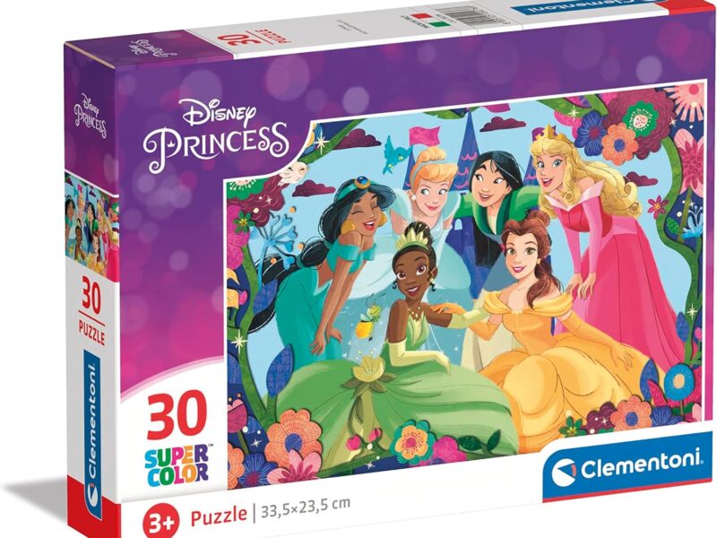 Clementoni- Disney Princess Supercolor Princess-30 Pièces, Enfants 3 Ans, Puzzle Dessin Animé-Fabriqué en Italie, 20276