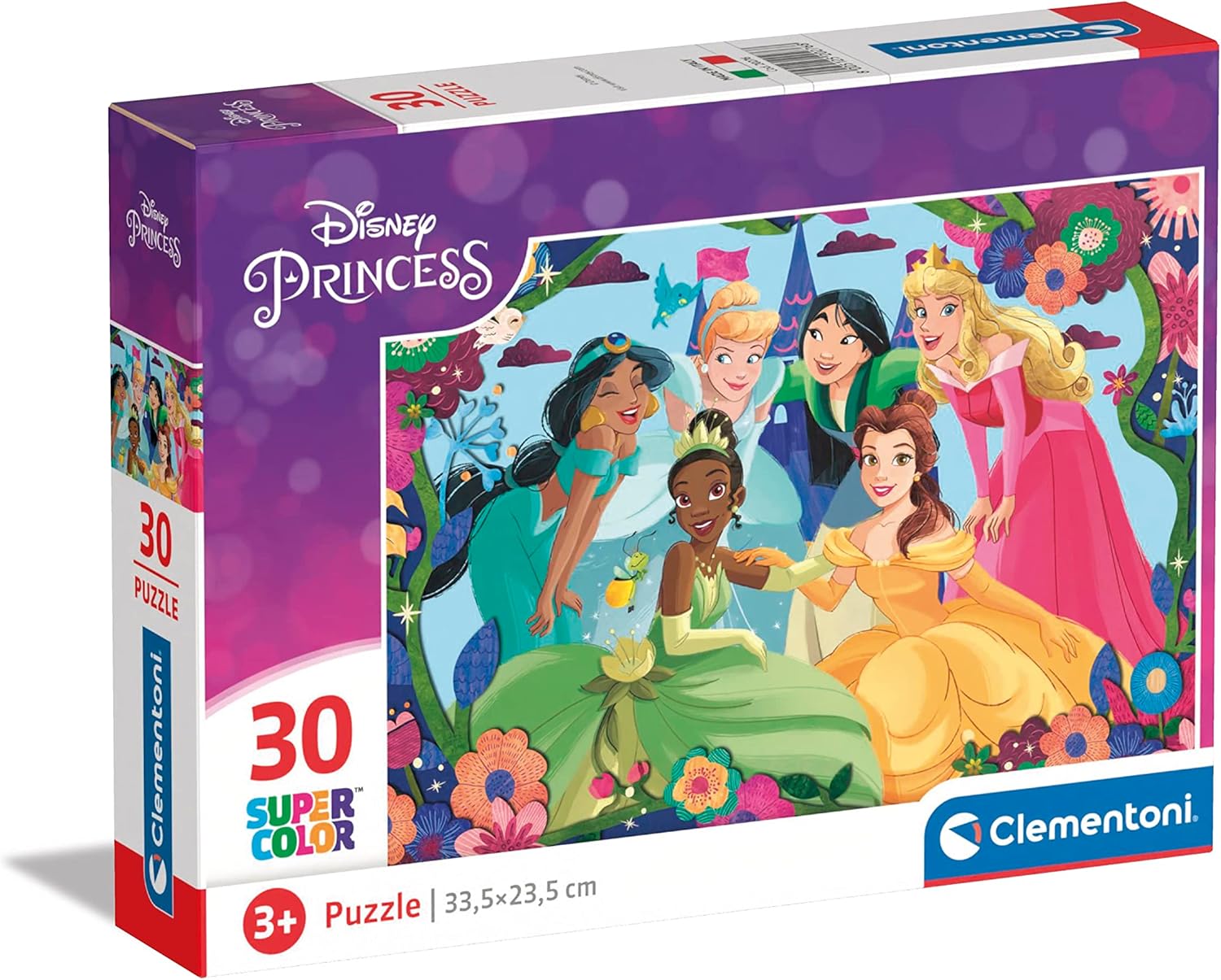 Clementoni- Disney Princess Supercolor Princess-30 Pièces, Enfants 3 Ans, Puzzle Dessin Animé-Fabriqué en Italie, 20276