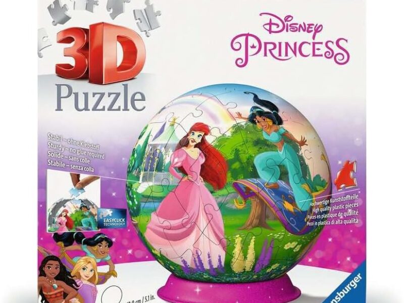 Ravensburger - Puzzle 3D Ball - Disney Princesses - A partir de 6 Ans - 72 pièces numérotées à Assembler sans Colle - Support Inclus - Diamètre : 13 cm - 11579