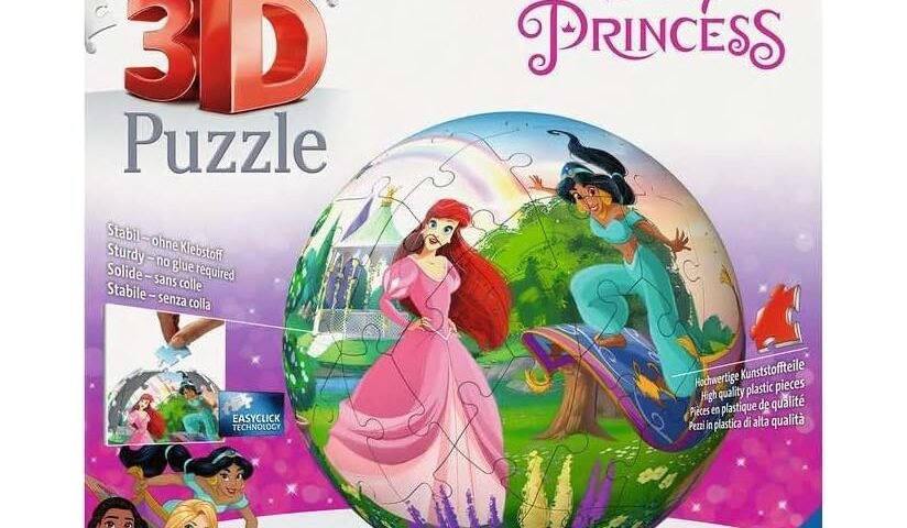 Ravensburger - Puzzle 3D Ball - Disney Princesses - A partir de 6 Ans - 72 pièces numérotées à Assembler sans Colle - Support Inclus - Diamètre : 13 cm - 11579