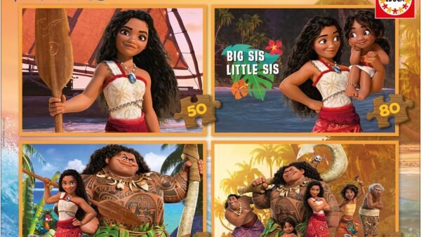 Educa - Lot de 4 Puzzles progressifs pour Enfants de 50 à 150 pièces avec des Images de Moana 2. Dimensions : 34 x 24 cm. Recommandé à partir de 3 4 5 Ans (20104)