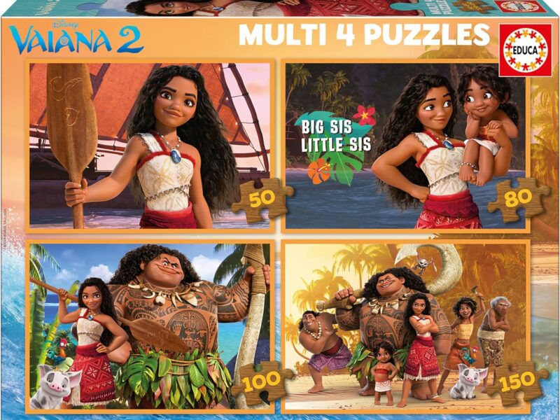 Educa - Lot de 4 Puzzles progressifs pour Enfants de 50 à 150 pièces avec des Images de Moana 2. Dimensions : 34 x 24 cm. Recommandé à partir de 3 4 5 Ans (20104)