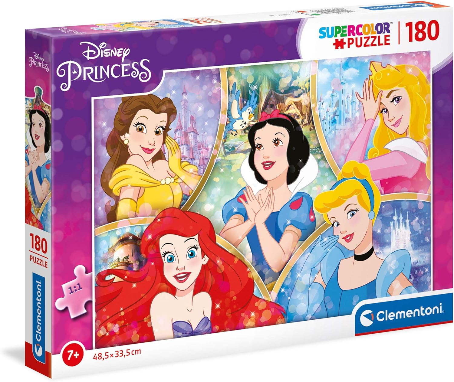 Clementoni - 29311 - Supercolor Puzzle - Disney Princess - 180 pièces - Puzzle Enfant - fabriqué en Italie, 7 Ans et Plus