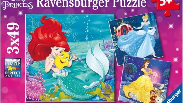 Ravensburger - Puzzle Enfant - Puzzles 3x49 p - Aventure des Princesses - Disney Princesses - Dès 5 Ans - 09350