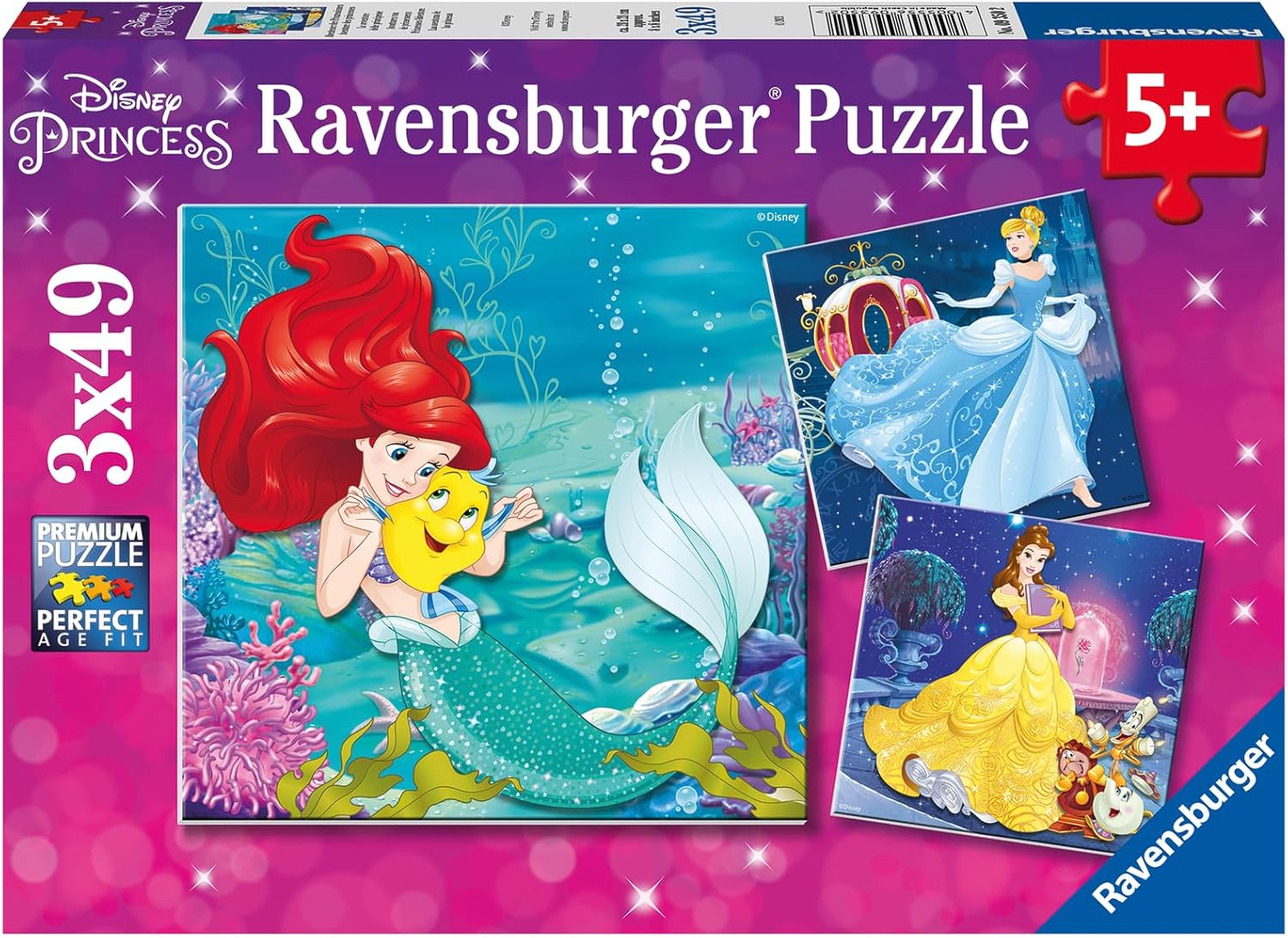 Ravensburger - Puzzle Enfant - Puzzles 3x49 p - Aventure des Princesses - Disney Princesses - Dès 5 Ans - 09350
