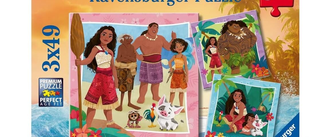 Ravensburger - Puzzle Enfant - Lot de 3 Puzzles 49 pièces - vers de Nouvelles Aventures/Disney Vaiana 2 - Fille ou garçon dès 5 Ans - Puzzle de qualité supérieure - 3 Posters Inclus - 12004102