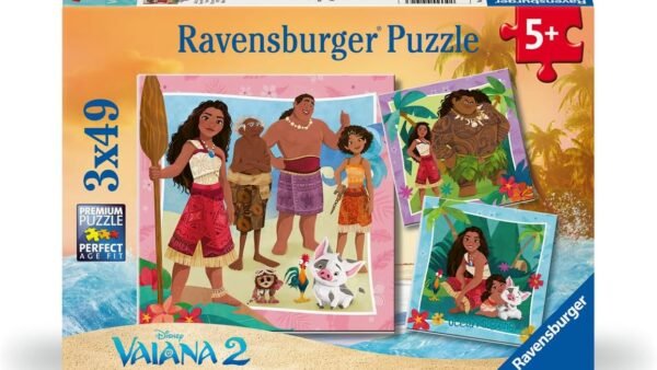 Ravensburger - Puzzle Enfant - Lot de 3 Puzzles 49 pièces - vers de Nouvelles Aventures/Disney Vaiana 2 - Fille ou garçon dès 5 Ans - Puzzle de qualité supérieure - 3 Posters Inclus - 12004102