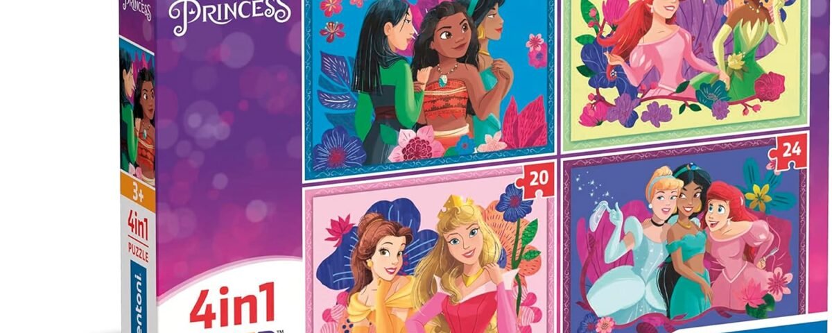 Clementoni Supercolor 4 in 1-Disney Princess Progressifs (12, 16, 20, 24 Pièces), Enfants 3 Ans, Puzzle Dessin Animé-Fabriqué en Italie, 21517