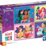 Clementoni Supercolor 4 in 1-Disney Princess Progressifs (12, 16, 20, 24 Pièces), Enfants 3 Ans, Puzzle Dessin Animé-Fabriqué en Italie, 21517