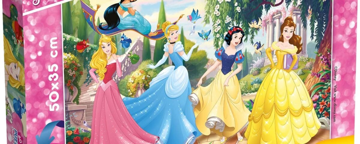 Liscianigiochi Lisciani, Puzzle pour enfants à partir de 4 ans, 60 pièces, 2 en 1 Double Face Recto / Verso avec le dos à colorier - Disney Princesses 74044