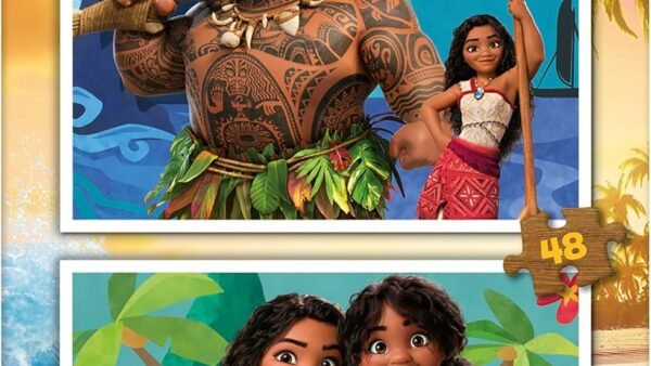 Educa - 2 Puzzles en Carton de 48 pièces avec Les Images de Moana 2, Double Plaisir. Mesures 28 x 20 cm. De 3 4 5 6 Ans (20102)