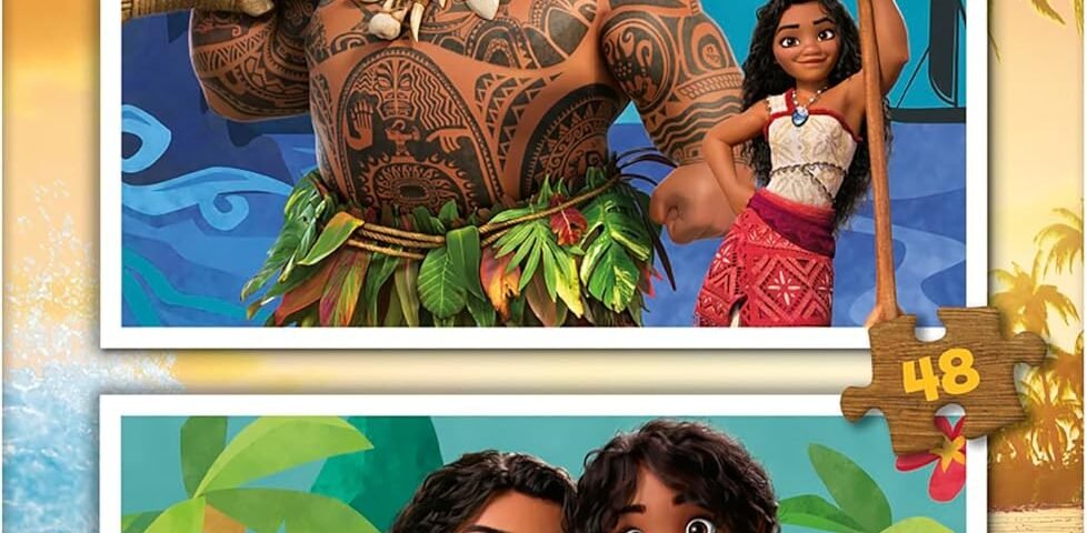 Educa - 2 Puzzles en Carton de 48 pièces avec Les Images de Moana 2, Double Plaisir. Mesures 28 x 20 cm. De 3 4 5 6 Ans (20102)