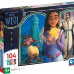 Clementoni- Puzzle Supercolor Collection Disney Wish 104 Pièces - Puzzle Dessin Animé - Développe la Motricité et Le Sens de l'Observation - 37.9 x 26.9 cm - Fabriqué en Italie - Dès 6 Ans - 27269