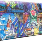 Porte-Monnaie Montage de Rose en Vitrail Tri-Plis avec Poche à Monnaie & Porte-Carte, Bleu