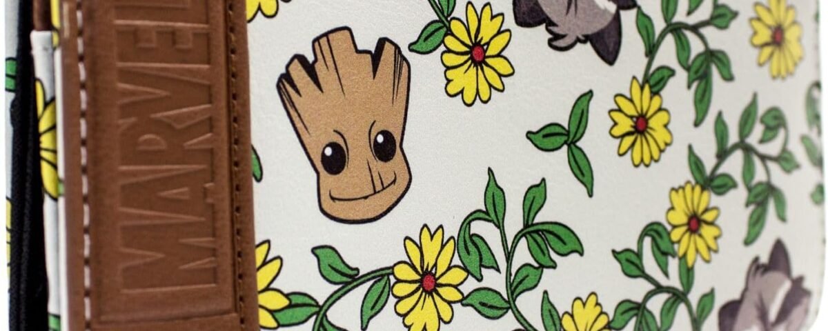 Guardians of the Galaxy Vol. 2 Groot Rocket Portefeuille/Porte-Monnaie Floral Tri-Fold avec Poche à Monnaie & Porte-Carte, Vert