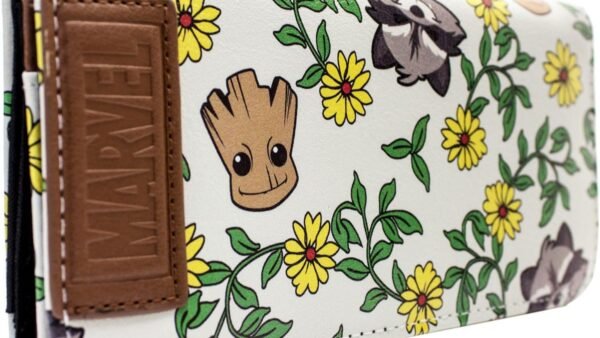Guardians of the Galaxy Vol. 2 Groot Rocket Portefeuille/Porte-Monnaie Floral Tri-Fold avec Poche à Monnaie & Porte-Carte, Vert