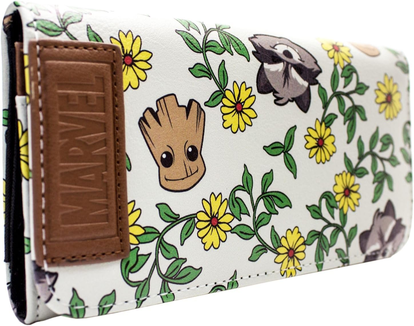 Guardians of the Galaxy Vol. 2 Groot Rocket Portefeuille/Porte-Monnaie Floral Tri-Fold avec Poche à Monnaie & Porte-Carte, Vert