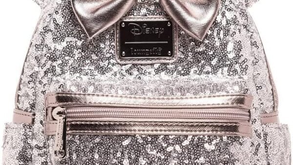 Loungefly Disney Minnie Mouse Silver and Pink Sequin Mini Backpack WDBK0645, rose