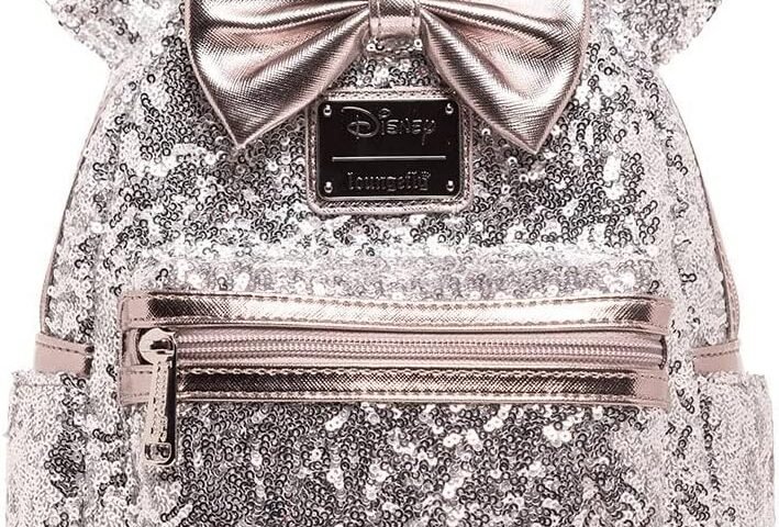 Loungefly Disney Minnie Mouse Silver and Pink Sequin Mini Backpack WDBK0645, rose