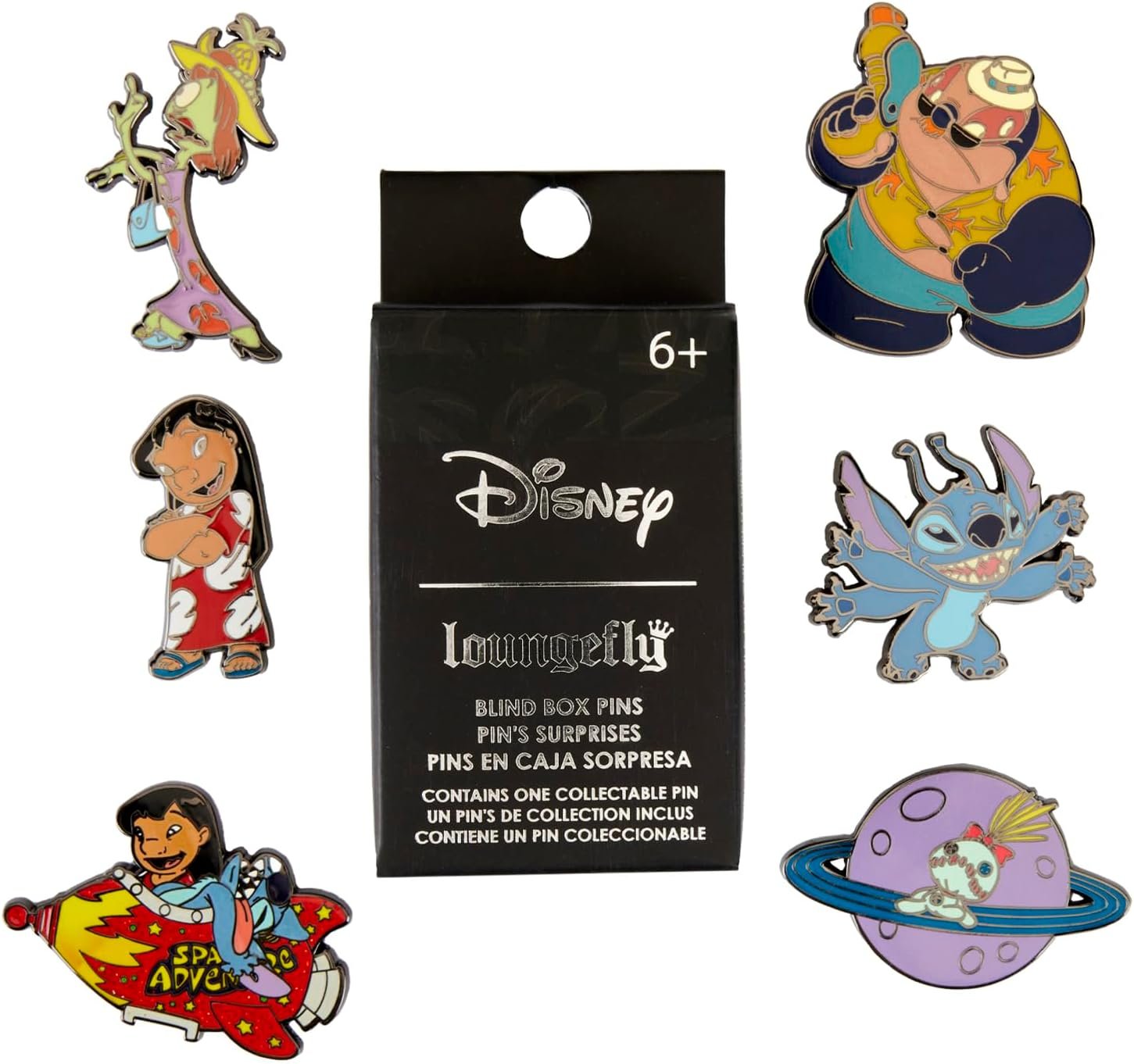 Loungefly Disney Lilo & Stich – Space Adventures – Broche en émail aveugle – Épingles en émail Disney : Lilo & Stitch – Jolie broche fantaisie à collectionner – pour sacs à dos et sacs – Idée cadeau