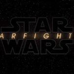 Les mots "Star Wars Starfighter" apparaissent en gras et se chevauchent sur un fond noir parsemé de petites étoiles blanches, évoquant l'univers légendaire de Star Wars.