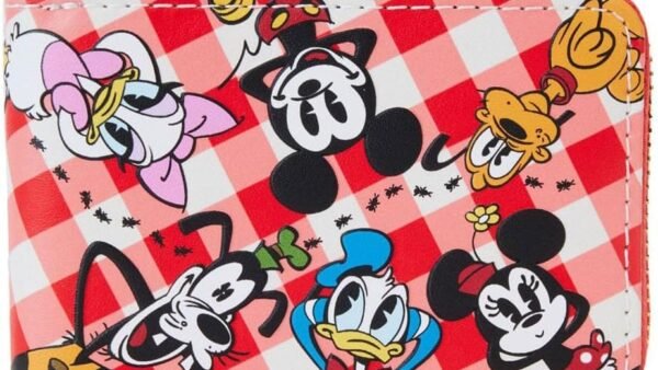 loungefly Disney Mickey and Friends Picnic Basket Accordion Zip Around Wallet
