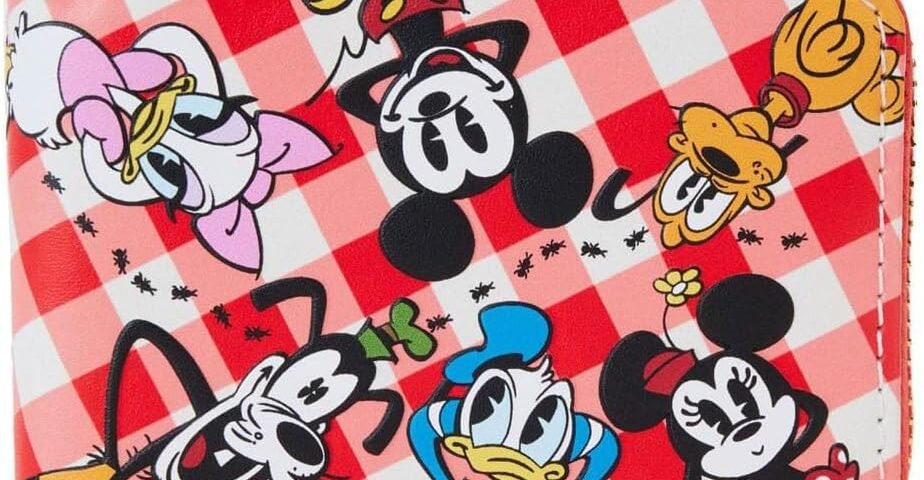loungefly Disney Mickey and Friends Picnic Basket Accordion Zip Around Wallet