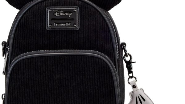 Loungefly Disney 100 Mickey Mouse Classic Sac à bandoulière convertible en velours côtelé, noir, One Size