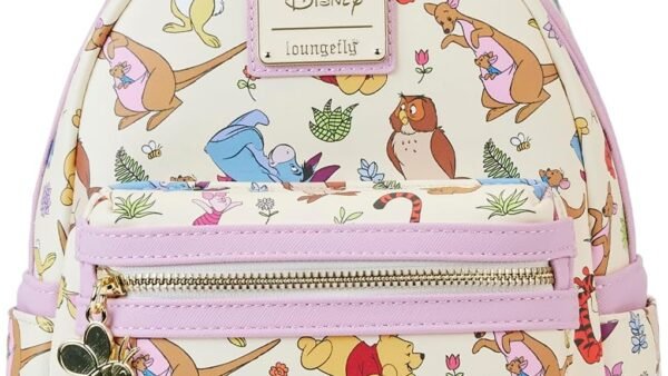 Loungefly Disney Winnie l'ourson Friends AOP Mini sac à dos portefeuille