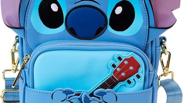 Loungefly Disney Stitch Sac à bandoulière avec porte-monnaie Motif ukulélé Bleu