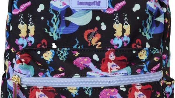 Loungefly Disney The Little Mermaid 35th Anniversary Life is The Bubbles All Over Print Nylon Mini Backpack