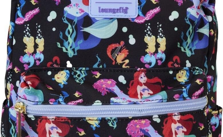 Loungefly Disney The Little Mermaid 35th Anniversary Life is The Bubbles All Over Print Nylon Mini Backpack