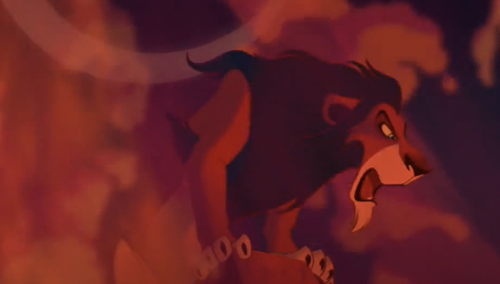 Un lion animé à la crinière sombre s'ébroue au milieu des flammes et de la fumée, semblant en colère ou agressif dans une scène dramatique - un rappel puissant pour être prêt à faire face aux défis qui peuvent se présenter.