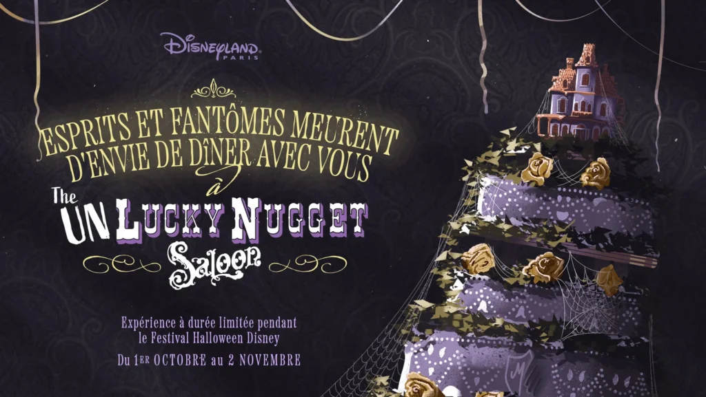 Célébrez le Festival Halloween Disney 2025 avec une expérience culinaire envoûtante au Unlucky Nugget Saloon, où fantômes et décorations effrayantes vous attendent du 1er octobre au 2 novembre dans le plus pur style Restaurant Hanté !.