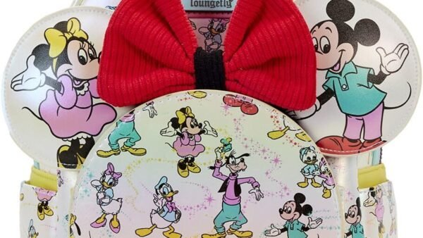 Mickey & Minnie Mouse Loungefly - Mickey & Ses Amis - Disney 100 AOP avec Support Oreilles Femme Mini Sac À Dos