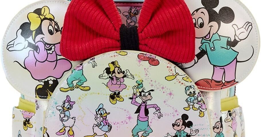 Mickey & Minnie Mouse Loungefly - Mickey & Ses Amis - Disney 100 AOP avec Support Oreilles Femme Mini Sac À Dos