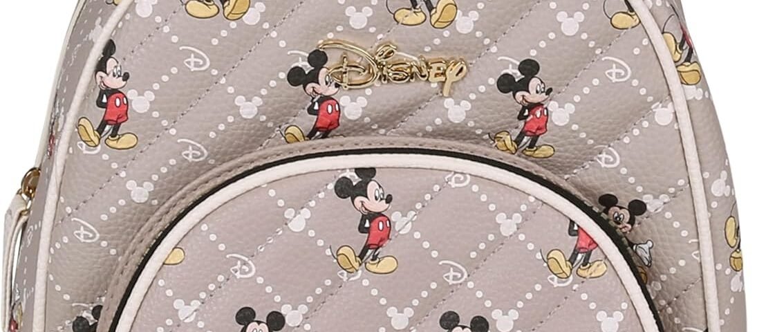 DISNEY Mickey Mouse Sac à dos en cuir beige, petit format 29x22x11 cm