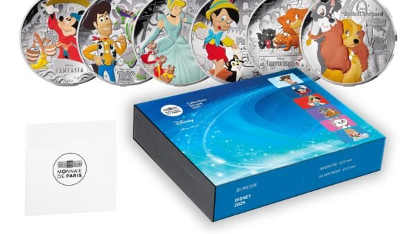 LOT.EUR07.Proof .2025.10041402250000 10 E France 2025 Proof silver Disney classics 6 coins lot with the collector box zoom