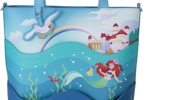 Loungefly Tote Bags Disney La Petite Sirène 35ème Anniversaire Life Is The Bubbles Sac fourre-tout PU Bleu, bleu