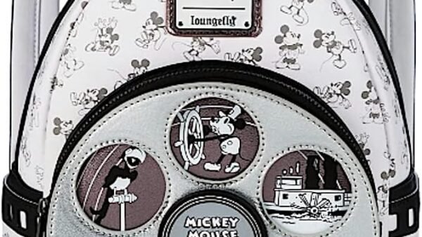 Loungefly Disney Parks Mini sac dos Disney100 Steamboat Willie, blanc, Medium, Sac dos