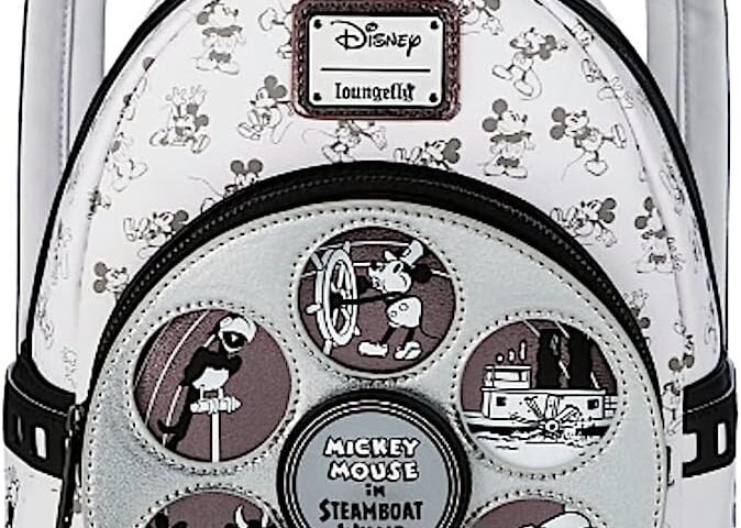 Loungefly Disney Parks Mini sac dos Disney100 Steamboat Willie, blanc, Medium, Sac dos