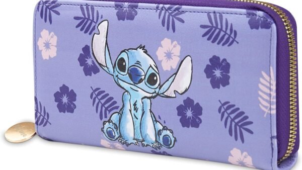 Disney Portefeuille Femme Stitch Porte Monnaie Idée Cadeau Femme, Violet, Taille Unique, Zippé, Violet, Taille Unique, Zippé