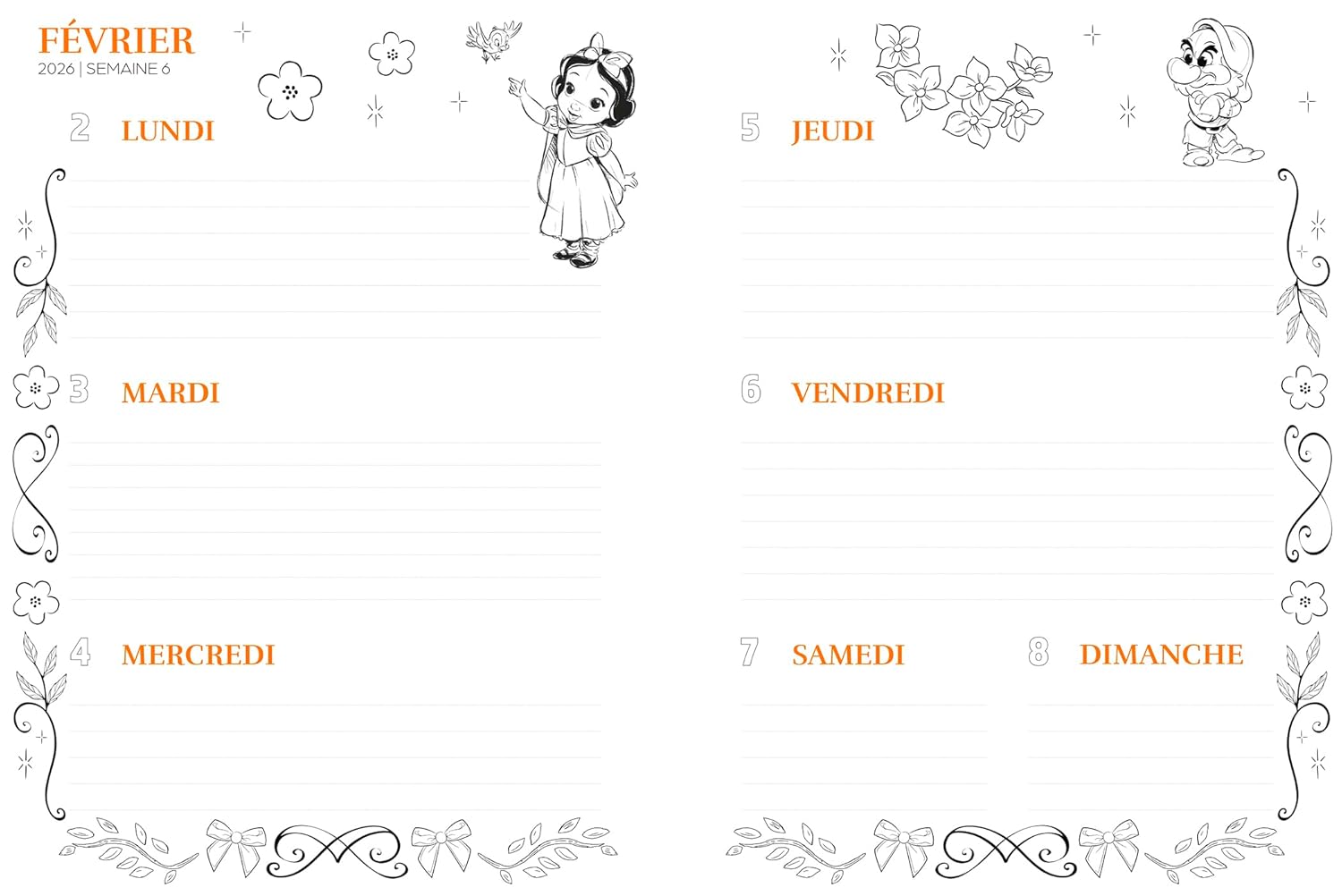 Agenda Disney Petites Poupées 2026