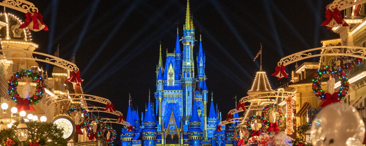 cinderella castle christmas holiday transformation projections 10